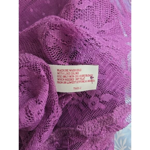 Vintage Arizona Sz L Purple Babydoll Lace Sheer Fairy Feminine Y2K Dainty Top - Picture 10 of 11